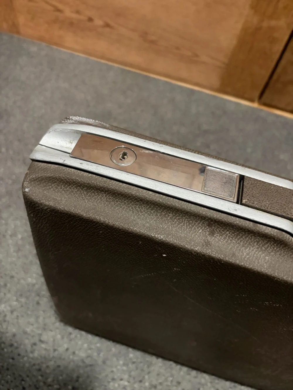 Brown & Silver Hard-Sided Briefcase with Brown Interior